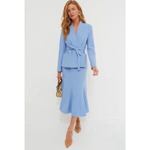 Gracie Cornflower Blue Wrap Blazer and Skirt Suit Set
